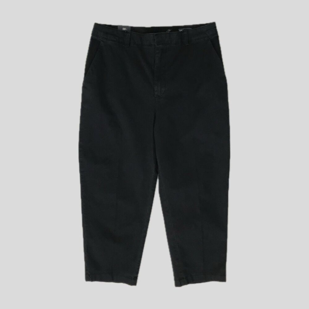 GAP Black Mid Rise Straight Up Khaki Cotton Cropped Pants Chinos Women's 12
